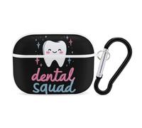 Dental Squad Wireless Bluetooth Earbud Case Compatible with Airpods Pro Earphone Cover Pouch with Stainless Steel Carabiner