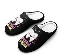 Dental Squad Women's Cotton Slippers Winter Indoor Outdoor House Shoes Gift for Travel Bedroom Hotel 7-8（39-40
