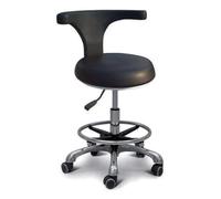 Dental Stool with 360° Rotation, Adjustable PU Leather Saddle with Armrest for Medical, Dental Assistant and Salon Use