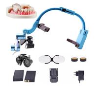 Dental Surgical Binocular Loupes, Wireless Headlight 5W Dental Head Light Dental Loupes Dentist Tools Medical Magnifying Glass Dental Magnifier, Working Distance: 320mm-420mm Blue-2.5X