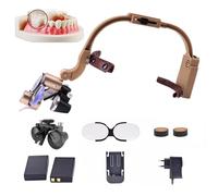 Dental Surgical Binocular Loupes, Wireless Headlight 5W Dental Head Light Dental Loupes Dentist Tools Medical Magnifying Glass Dental Magnifier, Working Distance: 320mm-420mm Gold-2.5X
