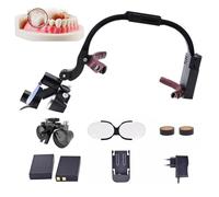 Dental Surgical Binocular Loupes, Wireless Headlight 5W Dental Head Light Dental Loupes Dentist Tools Medical Magnifying Glass Dental Magnifier, Working Distance: 320mm-420mm,Black-2.5X