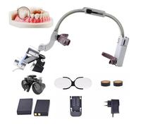 Dental Surgical Binocular Loupes, Wireless Headlight 5W Dental Head Light Dental Loupes Dentist Tools Medical Magnifying Glass Dental Magnifier, Working Distance: 320mm-420mm,Silver-2.5X