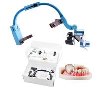 Dental Surgical Loupe,2.5X 3.5X Dental Binocular Magnifier with 5W LED Headlight, Headband Mounted Dental Surgical Magnifier Dental Magnifying Glass Lab Equipment,Blue-3.5X