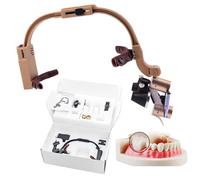 Dental Surgical Loupe,2.5X 3.5X Dental Binocular Magnifier with 5W LED Headlight, Headband Mounted Dental Surgical Magnifier Dental Magnifying Glass Lab Equipment,Gold-2.5X