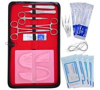 Dental Suturing Practice Kit with Silicone Suture Pad - 6 Stainless-Steel Dental Tools, 4 Pre-Cut Suture Pads, Suture Trainer for Medical & Dental Students