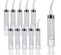 Dental Syringes 12ML Liquid Feeding Syringe Plastic Measuring Syringe Oral Irrigator Syringe Pets Feeding Syringe with Curved Tip for Dental Care Cleaning Tonsil Stone