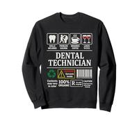 Dental Technician Warning Label Coffee Wine Skills Sarcasm Sweatshirt