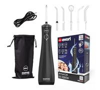 Dental Tooth Irrigator, 230ml, Black, 4 Cleaning Modes, 5 Tips, Wireless, IPX7, Travel Case, Oral Irrigator, USB Powered Electric Irrigator