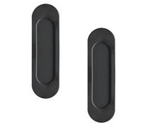 dentedeleao 2pcs Modern Black Oval Recessed Sliding Door Handles, 100x30mm, Aluminum Alloy, Rust Resistant, Pull Handle, Cabinet Hardware