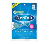 Dentek Floss Picks Comfort Clean Sensitive Gums Floss Picks, Soft & Silky Ribbon, 150 ct (Pack of 1)