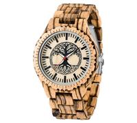 Dentily Handmade Natural Wood Quartz Watch for Women, Black and Brown 2, Modern