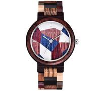 Dentily Men’s Wooden Watch, Wood Watch for Men, Lightweight Business Fashion Analog Quartz Watch, red&blue