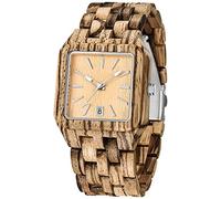 Dentily Men's Rectangle Wood Watch Quartz Movement Wooden Mens Watches Gift Watches for Men, brown, Quartz Movement