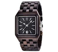 Dentily Men's Rectangle Wood Watch Quartz Movement Wooden Mens Watches Gift Watches for Men, Dark brown, wooden watch