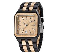 Dentily Men's Rectangle Wood Watch Quartz Movement Wooden Watch, white, wooden watch