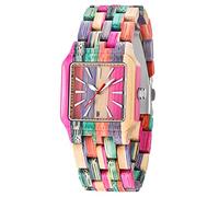 Dentily Natural Wooden Women Watches Watch Handmade Quartz Wood Watch Sport Unique Wristwatch for Women, pink&green, women's fashion