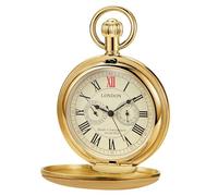 Dentily Vintage Copper Train London Design Hand Winding Mechanical Pocket Watch Mens Watches, gold&white, Classic