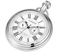 Dentily Vintage Copper Train London Design Hand Winding Mechanical Pocket Watch Mens Watches, silver, vintage