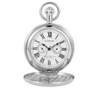 Dentily Vintage Copper Train London Design Hand Winding Mechanical Pocket Watch Mens Watches, silver3, Retro