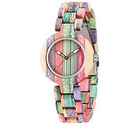 Dentily Wooden Women Watch Rainbow Natural Quartz Wooden Watches for Women, colorful, Japanese