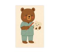 Dentist Bear Wall Art Canvas Poster Wall Art Decor Print Picture Paintings for Living Room Bedroom Decoration 20x30inch(50x75cm)