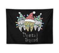 Dentist Christmas Dental Squad Leopard Funny Tapestry Backdrop Tapestries Aesthetic Wall Hanging Decor for Bedroom Living Room