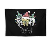 Dentist Christmas Dental Squad Leopard Funny Tapestry Backdrop Tapestries Aesthetic Wall Hanging Decor for Bedroom Living Room