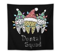 Dentist Christmas Dental Squad Leopard Funny Tapestry Backdrop Tapestries Aesthetic Wall Hanging Decor for Bedroom Living Room