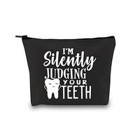 Dentist Gift Dental Hygienist Gift Dental Assistant Gift I’m Silently Judging Your Teeth Dental Graduation Zipper Pouch Bag (Judging Your Teeth Black EU)