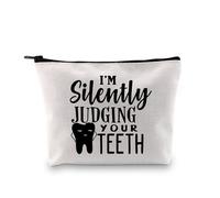 Dentist Gift Dental Hygienist Gift Dental Assistant Gift I’m Silently Judging Your Teeth Dental Graduation Zipper Pouch Bag (Judging Your Teeth EU)