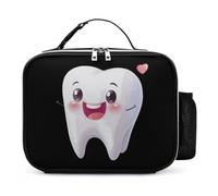 Dentist Healthy Teeth Lunch Bag Insulated PU Bento Box Tote Bags Lunchbag for Women Men Work Picnic