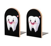 Dentist Healthy Teeth Wooden Book Ends Decorative Bookends for Shelves Heavy Books Stand Holder for Office Home