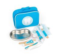 Bigjigs Toys Dentist Set - 12 Piece Wooden Dentist Kit for Kids with Carry Bag, Toothbrush, Toothpaste, Syringe, Otoscope & more, Pretend Play Gift & Dentist Toys, Quality Doctors Kit