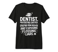 Dentist Preventing Cavities Exposing Flossing Liars Hero Art Premium T-Shirt