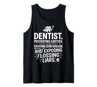 Dentist Preventing Cavities Exposing Flossing Liars Hero Art Tank Top