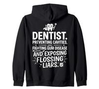 Dentist Preventing Cavities Exposing Flossing Liars Hero Art Zip Hoodie