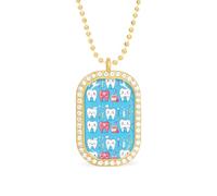 Dentist Teeth Dentistry Denta Funny Pendant Necklace for Women Personalized Fashion Jewelry Diamond Necklaces for Wedding Birthday Gold Silver
