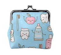 Dentist Teeth Tooth Brushes, PU Leather Coin Purse, Small Wallets, Change Pouch with Kiss Lock Clasp Buckle, Change Purse