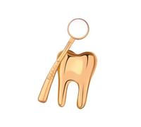 Dentist Tooth Pin Badge Dental Practise Teeth Brooch Mirror 3D Lapel Orthodontist Gold Silver Lapel Bag Jacket Lanyard Gift Medical Orthodontics Dentistry (Gold)