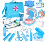 Dentist Toys for Boys with Oversized Pretend Teeth /Removable Teeth /Braces /Retainer - Kids Doctors Play Set - Teeth Model for Teaching - Role Play Toys for Kids 4-6 (Blue)
