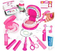 Dentist Toys for Kids with Braces /Removable Teeth /Retainer - Kids Dentist PlaySet Pink - Doctor Kit for Toddlers 3-5 - Educational Toys for 4+ Year Old Girls - Pretend Play Toy for Ages 5-7 (Fushia)
