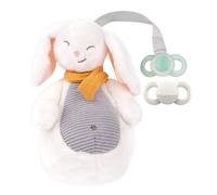 dentistar Bunny Soother Keeper with Set of 2 Day & Night Dummy Size 1 Included - Soft Toy and Pacifier Holder with Jaw-Friendly Pacifier - Baby Sleep Aid