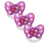 dentistar Latex Soother Set of 3 - Size 2, 6-14 Months - Tooth and Jaw Friendly Silicone Soother with Dental Step - BPA Free Baby Accessories - Made in Germany - Flowers, Purple