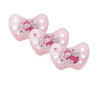 dentistar Night Silicone Soother Set of 3 - Size 1, 0-6 Months - Silicone Soother with Dental Step - Glow in The Dark Baby Dummy - Made in Germany - Fairy, Rose