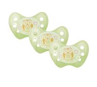 dentistar Night Silicone Soother Set of 3 - Size 1, 0-6 Months - Silicone Soother with Dental Step - Glow in The Dark Baby Dummy - Made in Germany - Owl, Green