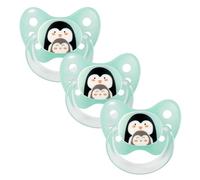 dentistar Silicone Soother Set of 3 - Size 1, 0-6 Months - Tooth and Jaw Friendly Silicone Soother for Newborns with Dental Step - BPA Free - Made in Germany - Penguins, Mint