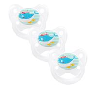 dentistar Silicone Soother Set of 3 - Size 2, 6-14 Months - Tooth and Jaw Friendly Silicone Soother with Dental Step - BPA Free - Made in Germany - Whale, White
