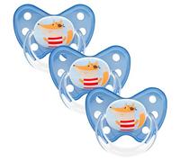 dentistar Silicone Soother Set of 3 - Size 3, from 14 Months - Tooth and Jaw Friendly Silicone Soother with Dental Step - BPA Free - Made in Germany - Fox, Light Blue