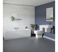 Denton Basin and 1700mm Slim Edge Straight Double Ended Bathroom Suite | White | 550mm